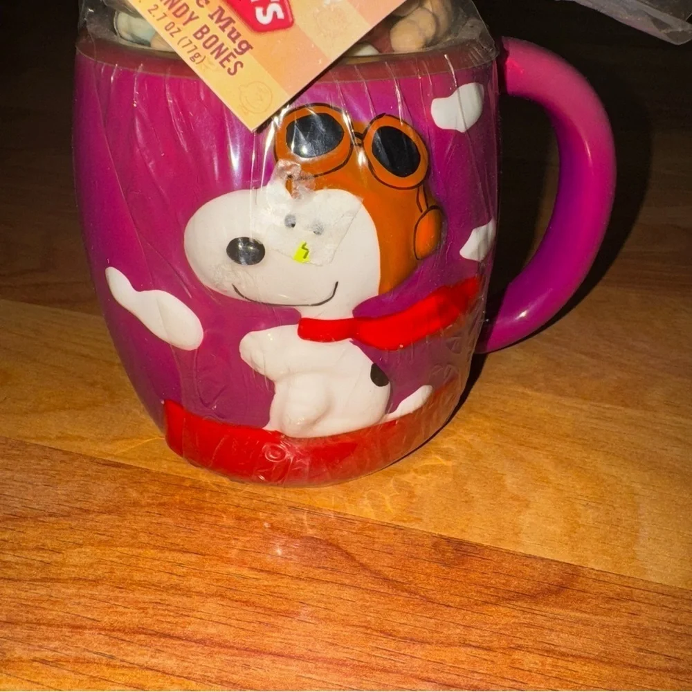 Vtg Peanuts Snoopy Ceramic Mug With Candy Bones New Never Opened Galerie Brand